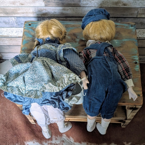 Vintage Jack & Jill Porcelain Dolls With Bucket - Picture 12 of 14